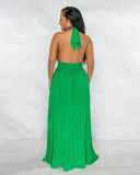 Sexy Backless Sleeveless Pleated Maxi Dress GYLY-9715