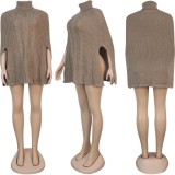 Pullover High Neck Split Loose Sweater FSXF-F252