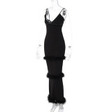 Sexy Hot Drill Backless Maxi Dress GKLK-D3612978Y