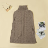 Pullover High Neck Split Loose Sweater FSXF-F252