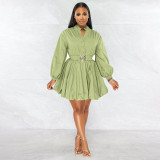 Long Sleeve Solid Color Mini Dress SSNF-211235