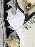 Sexy Solid Color Backless One Piece Swimsuit CASF-6455
