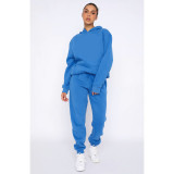 Solid Color Hooded Long Sleeve Pants Two Piece Set SSNF-211253