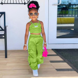 Kids Girl Pleated Sling Vest And Pants Two Piece Set GMYF-Y6423