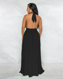 Sexy Backless Sleeveless Pleated Maxi Dress GYLY-9715