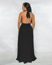 Sexy Backless Sleeveless Pleated Maxi Dress GYLY-9715