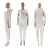 Solid Color Hooded Long Sleeve Pants Two Piece Set SSNF-211253
