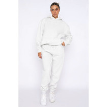 Solid Color Hooded Long Sleeve Pants Two Piece Set SSNF-211253
