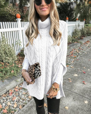 Pullover High Neck Split Loose Sweater FSXF-F252