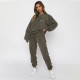 Corduroy Solid Color Pullover Two Piece Pants Set SSNF-211273