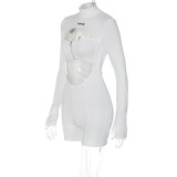 Long Sleeve Hollow Out Zipper Romper GKLK-P289815A