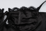 Sexy V Neck Lace Tie Up Mini Dress GKLK-D3311958Y