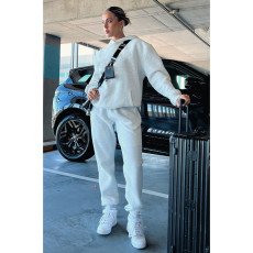 Solid Color Hooded Long Sleeve Pants Two Piece Set SSNF-211253