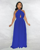 Sexy Backless Sleeveless Pleated Maxi Dress GYLY-9715