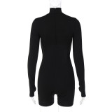 Long Sleeve Hollow Out Zipper Romper GKLK-P289815A