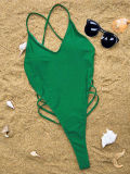 Sexy Solid Color Backless One Piece Swimsuit CASF-6455
