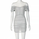 One Shoulder Solid Slim Mini Dress GKLK-D1B7164