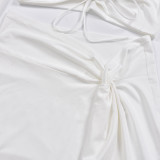 V Neck Backless Tie Up And Split Skirt 2 Piece Set GBTF-BT6080