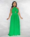 Sexy Backless Sleeveless Pleated Maxi Dress GYLY-9715