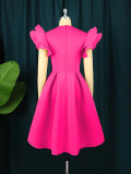 Plus Size Ruffled Sleeve Pleated Midi Dress GKEN-AM220728