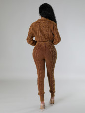 Vintage Knit Lozenge Sweater Two Piece Pant Set CH-23111