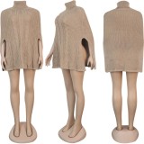 Pullover High Neck Split Loose Sweater FSXF-F252