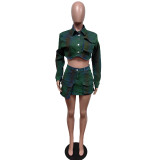 Fashion Denim Spray Paint Two Piece Pants Set MEM-88534