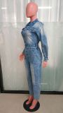 Casual Long Sleeve Denim Jumpsuit LX-6966