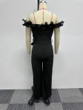 Plus Size One Shoulder Wide Leg Pants Jumpsuit NY-10655