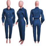 Fashion Slim Denim Pencil Jumpsuit LX-6969