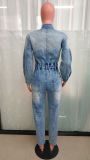 Casual Long Sleeve Denim Jumpsuit LX-6966