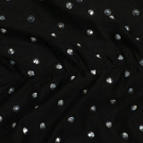 Plus Size Hot Drill Splicing Sling Pleated Mini Dress NY-2870