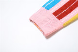 Contrast Color Knit Stripe Long Sleeve Loose Coat XEF-36216
