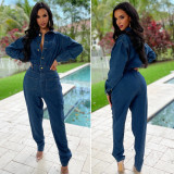 Fashion Slim Denim Pencil Jumpsuit LX-6969