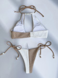 Contrast Color Patchwork Bikinis Two Piece Swimsuit CASF-6612
