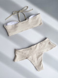 Solid Color Knotted Patchwork Halter Bikinis Set CASF-6611