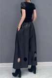 Casual Loose Holes Leather Pants ZDF-31317