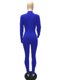 Solid Zipper Long Sleeve Sport Jumpsuit MZ-8108