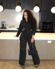 Fashion Denim Hollow Out Lapel Jumpsuit MEM-88537