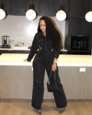 Fashion Denim Hollow Out Lapel Jumpsuit MEM-88537