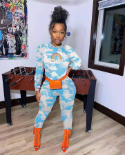 Fashion Print Long Sleeve Sport Two Piece Pants Set HMS-6415