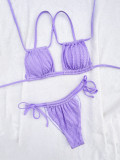 Solid Color Tie Up Two Piece Bikinis Swimsuit CASF-6613