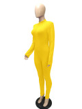 Solid Zipper Long Sleeve Sport Jumpsuit MZ-8108