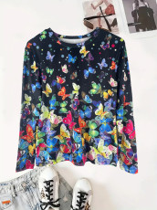 Butterfly Print Long Sleeve Casual T-Shirt DAI-030