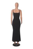 Black Casual Sling Slim Maxi Dress MZ-2824