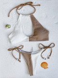 Contrast Color Patchwork Bikinis Two Piece Swimsuit CASF-6612