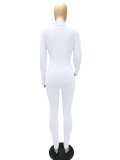 Solid Zipper Long Sleeve Sport Jumpsuit MZ-8108