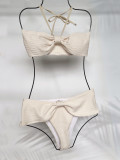 Solid Color Knotted Patchwork Halter Bikinis Set CASF-6611