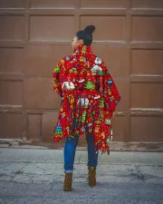 Christmas Plus Size Casual Printed Loose Tassel Midi Dress OM-1723