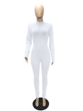 Solid Zipper Long Sleeve Sport Jumpsuit MZ-8108